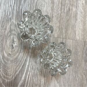 RETRO REIMS Pair Candle Holders Home Decor 1970s Pair Heavy Glass Candleholders